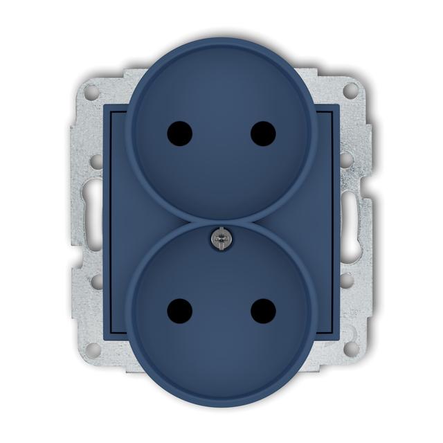 ICON Gniazdo podwójne do ramki bez uziemienia (przesłony torów prądowych) navy blue 64IGPR-2p KARLIK