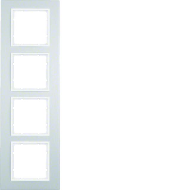 BERKER B.7 Ramka poczwórna aluminium/biała mat 10146914 HAGER