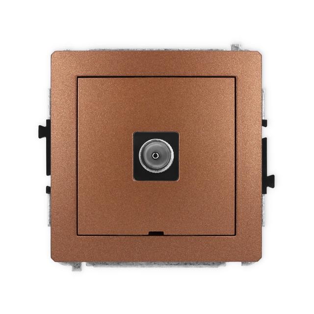 DECO Mechanizm gniazda antenowego pojedynczego TV, bez pola opisowego brązowy metalik