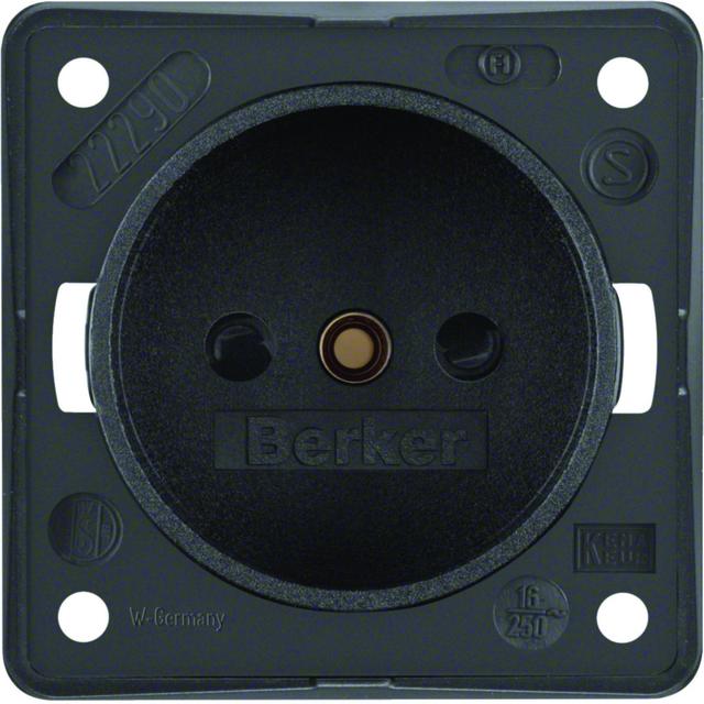 BERKER Integro Flow Gniazdo bez uziemienia z podwyższoną ochroną styków antracyt 961942505 HAGER