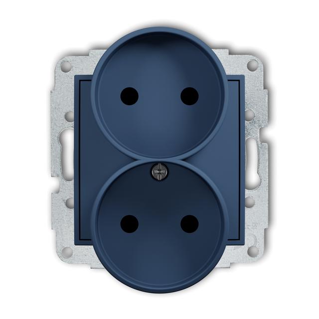 ICON Gniazdo podwójne do ramki bez uziemienia (przesłony torów prądowych) navy blue 64IGPR-2p KARLIK