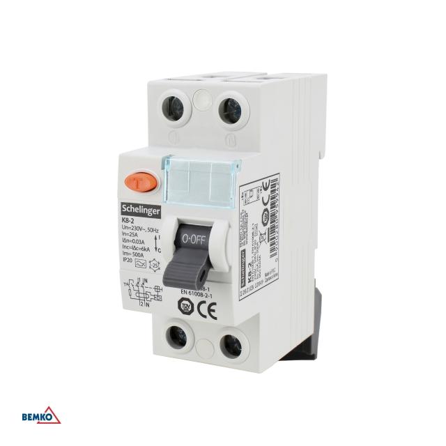 WYŁĄCZNIK RÓŻNICOWOPRĄDOWY A 2P 63A 30mA SCHELINGER
