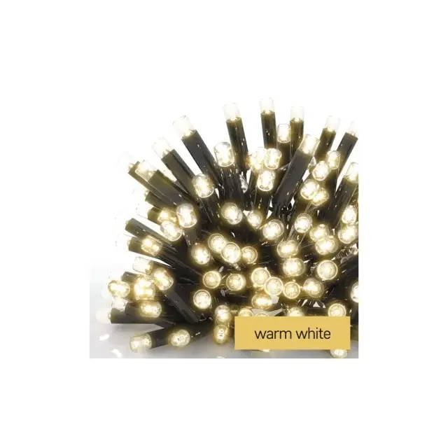 Oświetlenie łączone Profi - łańcuch 100 LED 10m ciepła biel, czarny przewód, IP44, timer