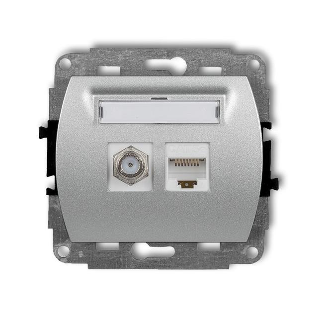 TREND Mechanizm gniazda antenowego poj. typu F (SAT) + gniazda komp. poj. 1xRJ45, kat. 5e, 8-stykowy