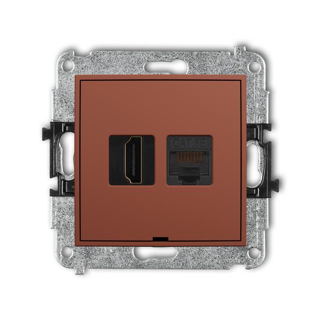ICON Mechanizm gniazda pojedynczego HDMI 2.0, 4K + gniazda komp. poj. 1xRJ45, kat. 5e, 8-stykowy, be