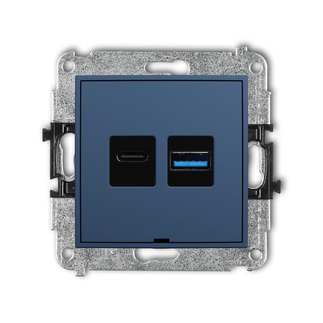 MINI Mechanizm ładowarki USB podwójnej USB C + USB A, 20W max., bez pola opisowego navy blue