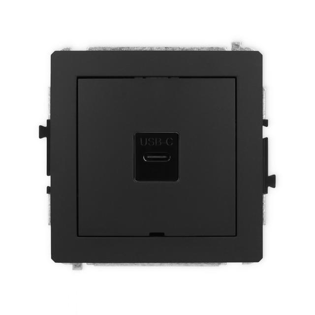 DECO Gniazdo pojedyncze 1xUSB C-C, bez pola opisowego czarny mat 12DGUSBBO-7 KARLIK