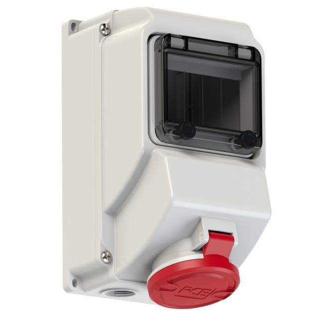 GNIAZDO Z MIEJSCEM NA WYŁĄCZNIK NA SZYNĘ DIN TH 35 16A 400V 3P+Z+N IP44 IP44