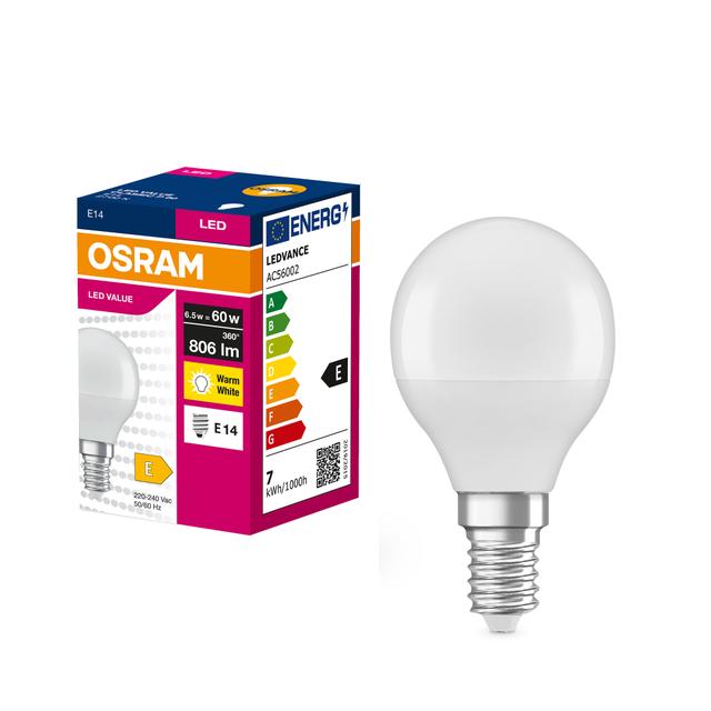 Żarówka LED E14 7W VALUECLP60 7W/827 230VFR 806lm 2700K 4058075152939 LEDVANCE