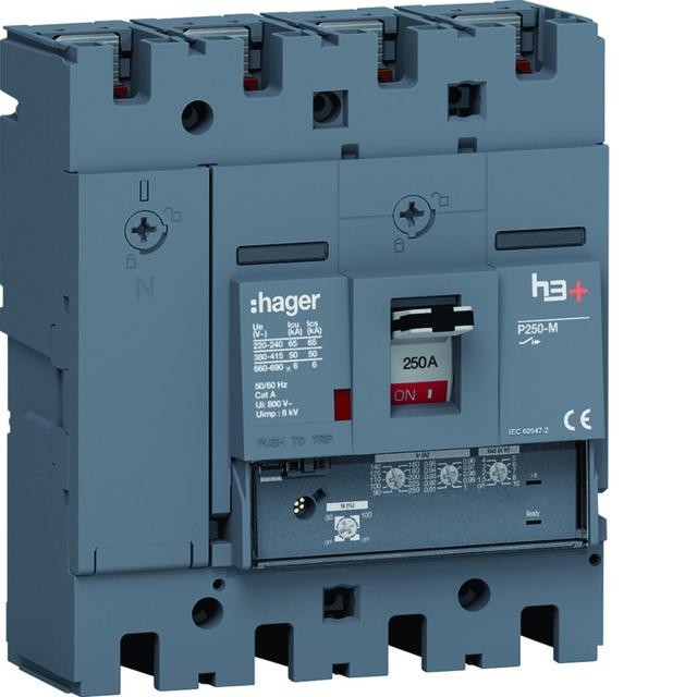MCCB Wyłącznik mocy h3+ P250 4P 250A 50kA LSnI HMT251GR HAGER