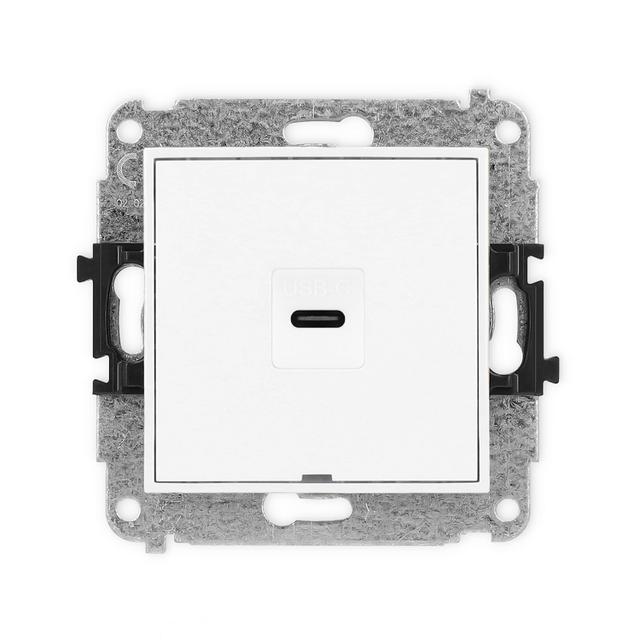 MINI Mechanizm gniazda pojedynczego 1xUSB C-C, bez pola opisowego biały