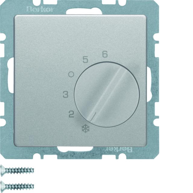 BERKER Q.x Regulator temperatury pomieszczenia z stykiem zmiennym i elementem centralnym aluminium a