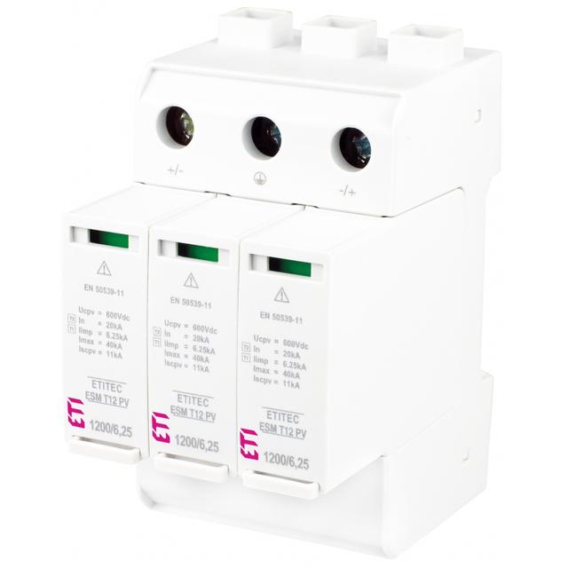 Ogranicznik przepięć T1 T2 (B C) - do systemów PV TEC ESM T12 PV 1200/6,25 Y 002440640 ETI