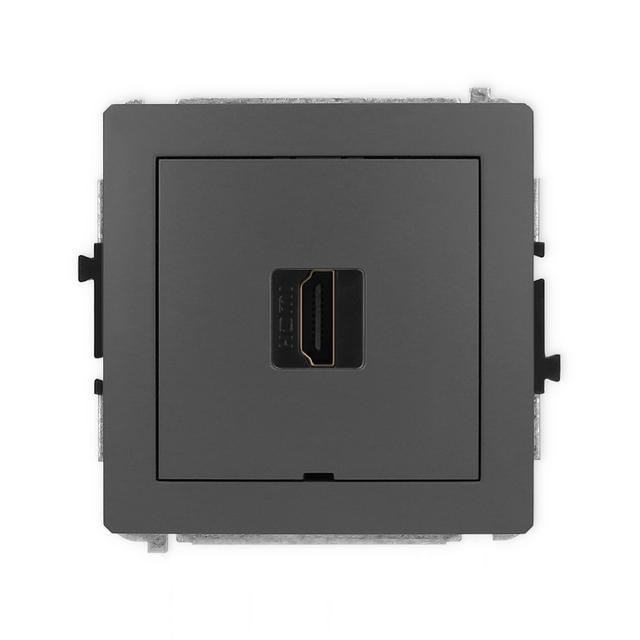 DECO Mechanizm gniazda pojedynczego HDMI 2.0, bez pola opisowego grafitowy mat