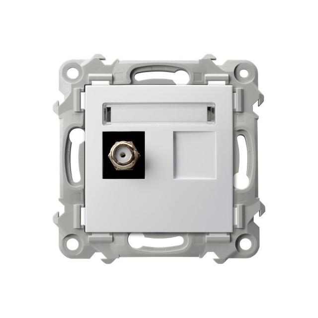 SZAFIR Gniazdo antenowe typu F pojedyncze - kolor biały