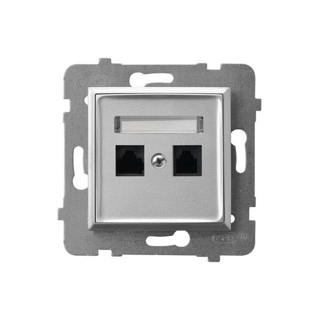 ARIA Gniazdo komputerowe podwójne, kat. 5e MMC - kolor srebro