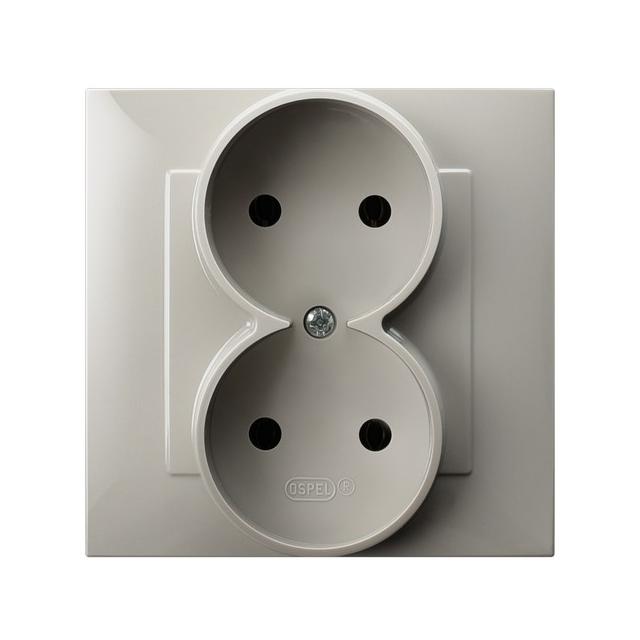 SZAFIR Gniazdo podwójne kompletne z ramką - kolor kaszmirowy beż