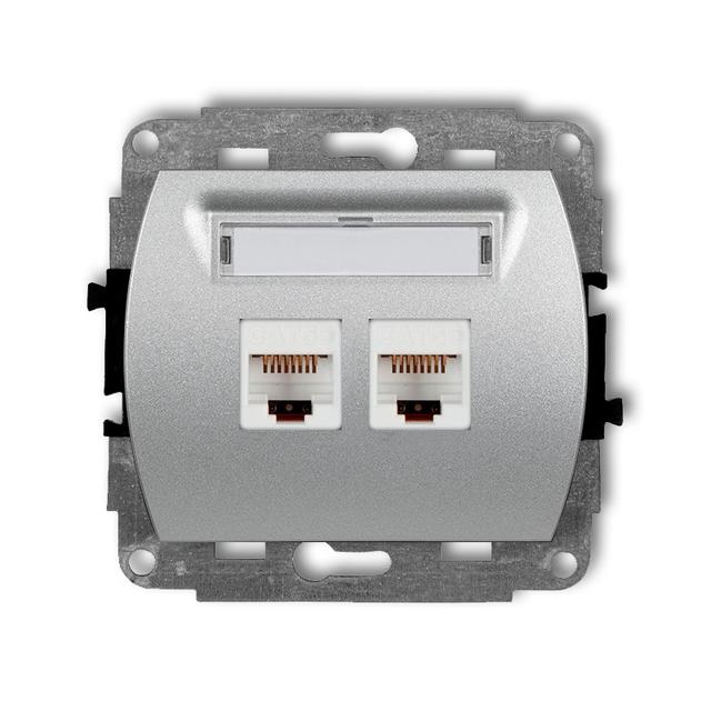 TREND Mechanizm gniazda komputerowego podwójnego 2xRJ45, kat. 6, 8-stykowy srebrny metalik