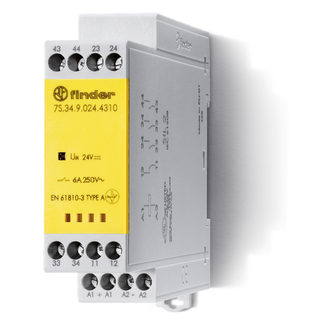 PrzekaźnikZ mechanicznie sprzężonymi zestykami serii 7S: 3Z + 1 R 6A 24V DC 7S.34.9.024.4310 /5szt./ FINDER