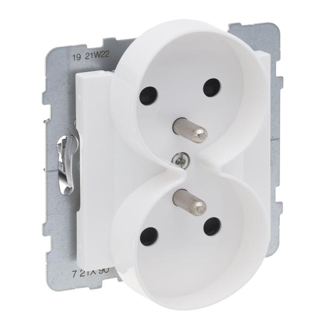SUNO - Gniazdo 2X2P+Z z przesłoną - 16 A - 250 V~ - zaciski automatyczne - możliwość montażu w ramka