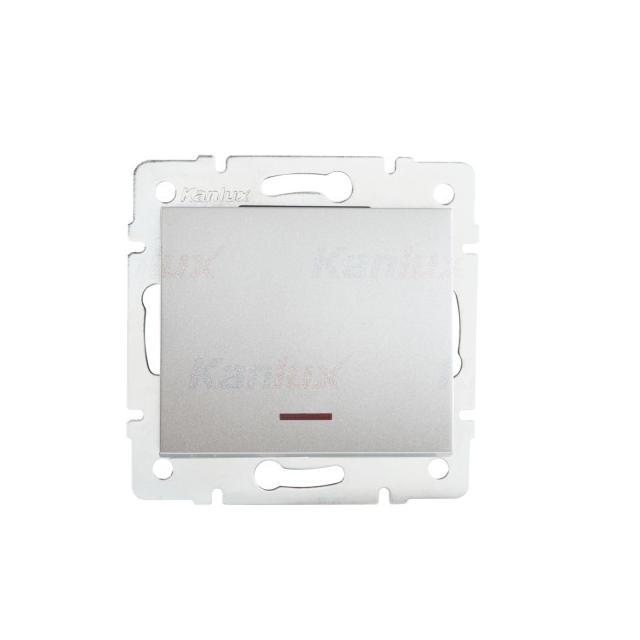 LOGI Łącznik jednobiegunowy z LED śrubowy 10AX 250V srebrny 021110143 25197 KANLUX