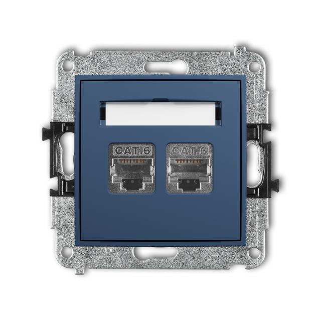 MINI Gniazdo podwójne komputerowe 2xRJ45, kat. 6, ekranowany, 8-stykowy navy blue 64MGK-6 KARLIK
