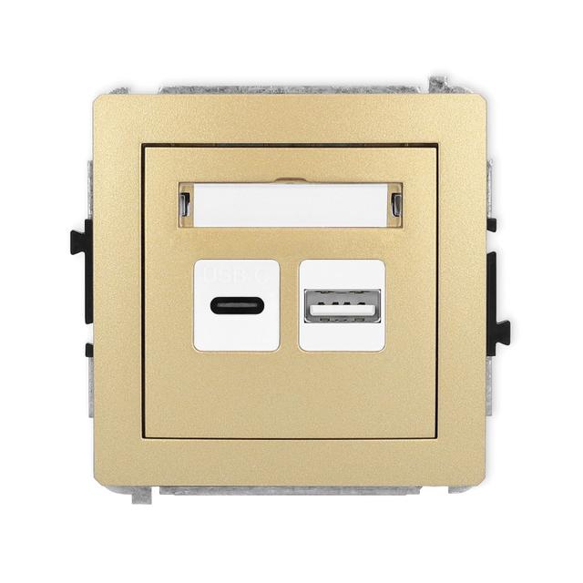 DECO Ładowarka USB podwójna USB C + USB A, 20W max. złoty 29DCUSB-8 KARLIK