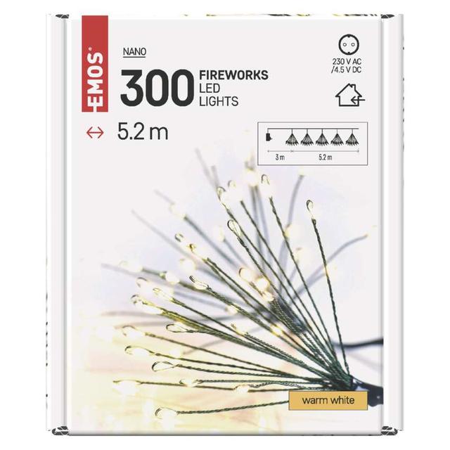 Lampki świąteczne nano łezki frędzle 300 LED 5,2 m ciepła biel IP20 timer D3AW10 EMOS