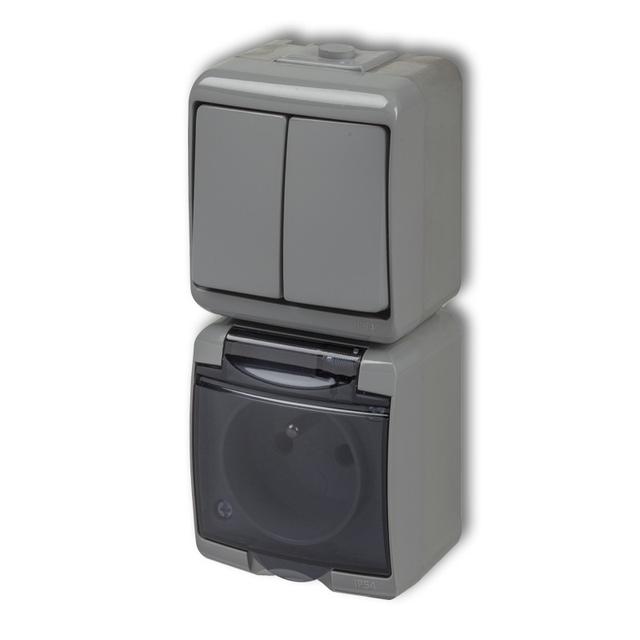 JUNIOR Łącznik świecznikowy z gniazdem pojedynczym z uziemieniem 2P+Z (klapka dymna; bez przesłon) 1