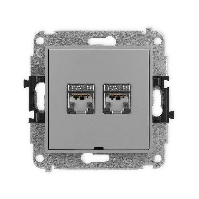 ICON Mechanizm gniazda komputerowego podwójnego 2xRJ45, kat. 6, ekranowany, 8-stykowy, bez pola opis