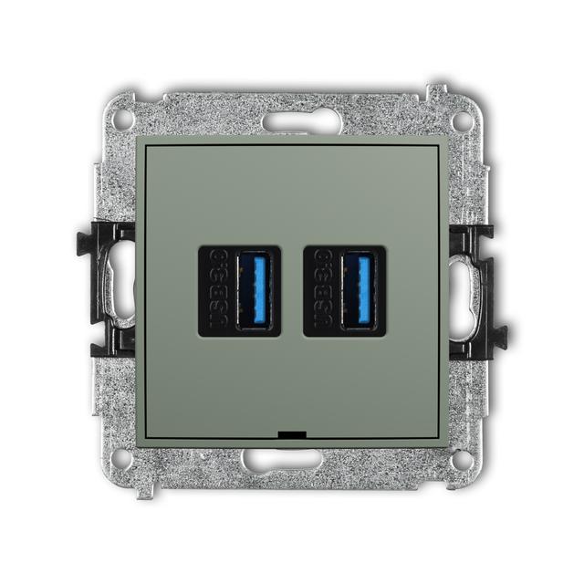 ICON Gniazdo podwójne 2xUSB typ A-A 3.0 szałwiowy 61IGUSBBO-6 KARLIK