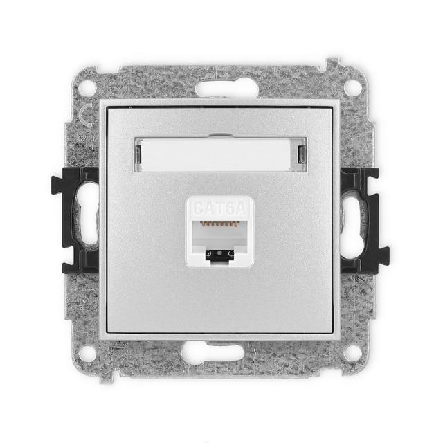 ICON Mechanizm gniazda komputerowego pojedynczego 1xRJ45, kat. 6A, 8-stykowy srebrny metalik