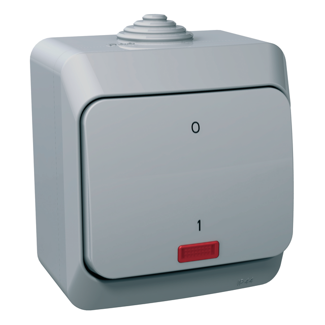 Cedar Plus, łącznik 2-biegunowy z podświetleniem, IP44, szary