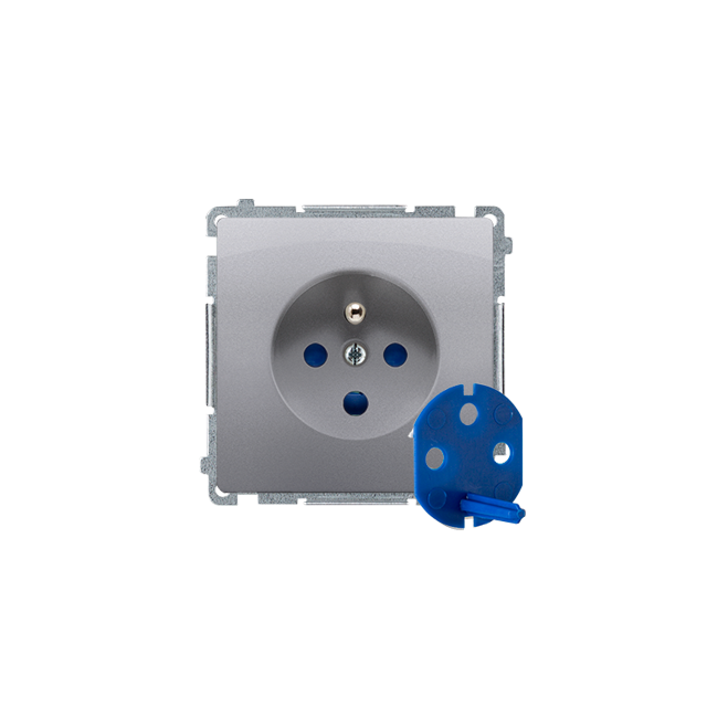 Simon Basic Gniazdo wtyczkowe DATA z uziemieniem i kluczem uprawniającym 16A 250V zaciski śrubowe stal inox BMGD1.01/21 KONTAKT
