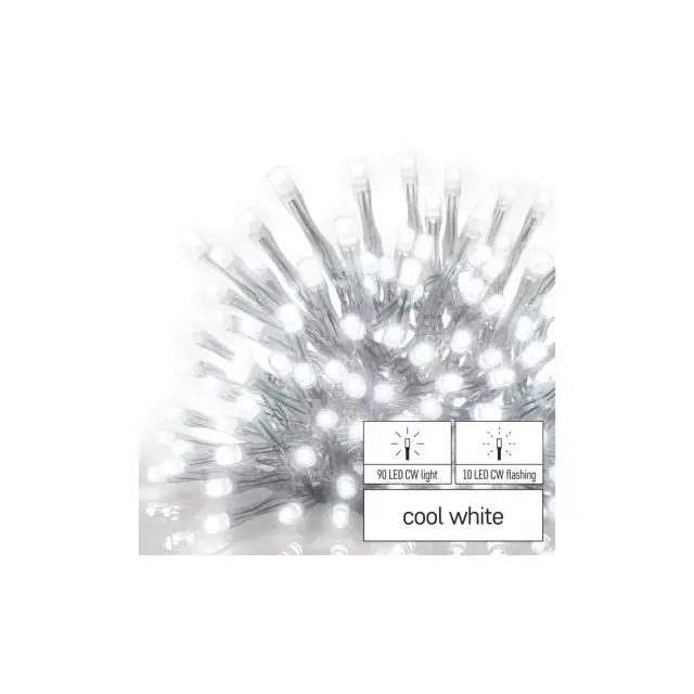 Oświetlenie łączone Standard - sople 100LED 2,5 m zimna biel + zimna biel miga IP44, timer
