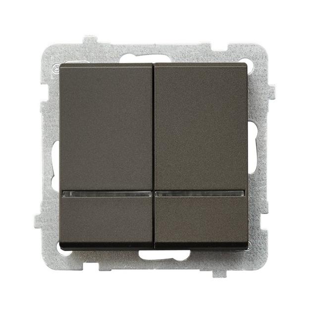 SONATA Łącznik dwugrupowy świecznikowy z podświetleniem niebieskim - kolor czekoladowy metalik