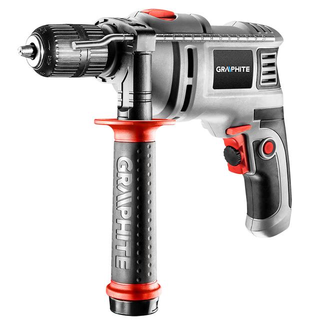 Wiertarka udarowa 550W, uchwyt samozaciskowy 13 mm, obroty 0-3000 min?1, walizka + 10 wierteł