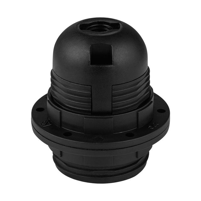 Oprawka gwintowana E-27 z podwójnym kołnierzem czarna