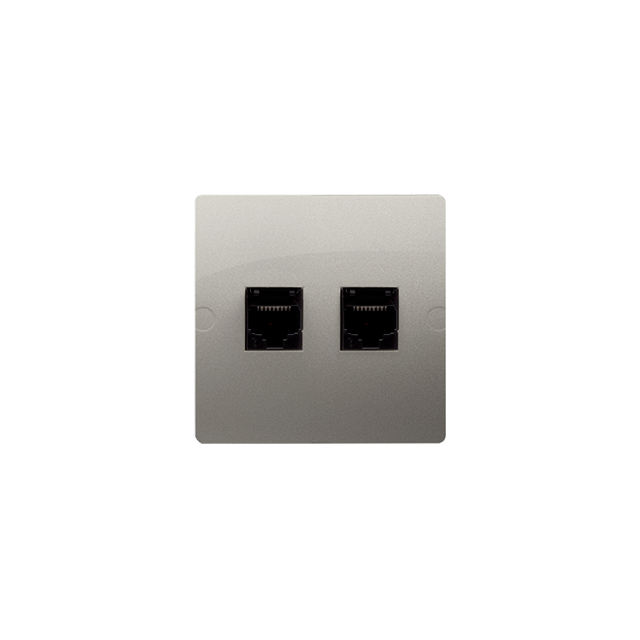 Simon Basic Gniazdo komputerowe RJ45 kat.5e + telefoniczne RJ11 . Montaż gniazda na wkręty do puszki satynowy BMF5T.02/29 KONTAKT