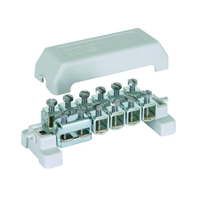 Szyna wyrównywania potencjałów K 12, 10 zacisków na 2,5-95 mm2 lub fi 10 mm, 1 zacisk na płask. 30x4