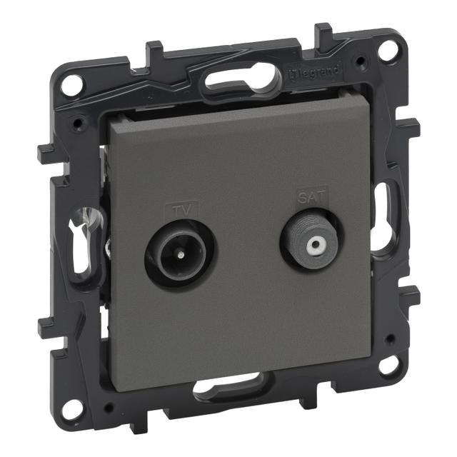 Niloe Step - gniazdo TV-SAT końcowe do instalacji typu gwiazda, 2 przewody, 1,5 dB- kolor stalowy, L