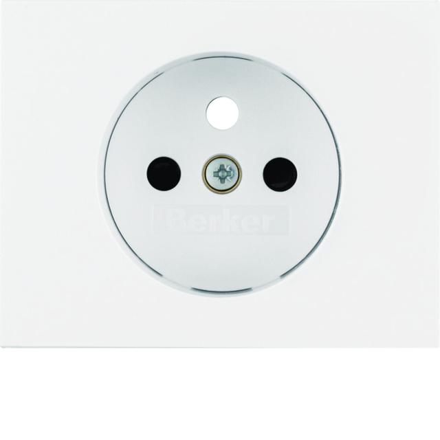 BERKER K.1 Płytka czołowa z przysłonami styków do gniazda z uziemieniem biały 3965757009 HAGER