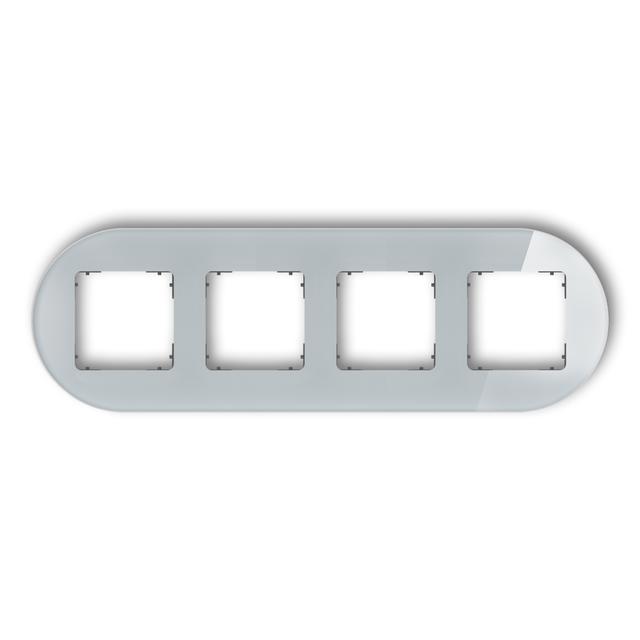 ICON Ramka uniwersalna poczwórna okrągła - efekt szkła (ramka: szara; spód: grafitowy mat) szary