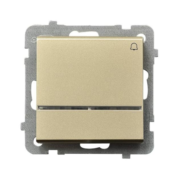 SONATA Łącznik zwierny  dzwonek  z podświetleniem niebieskim - kolor szampański złoty