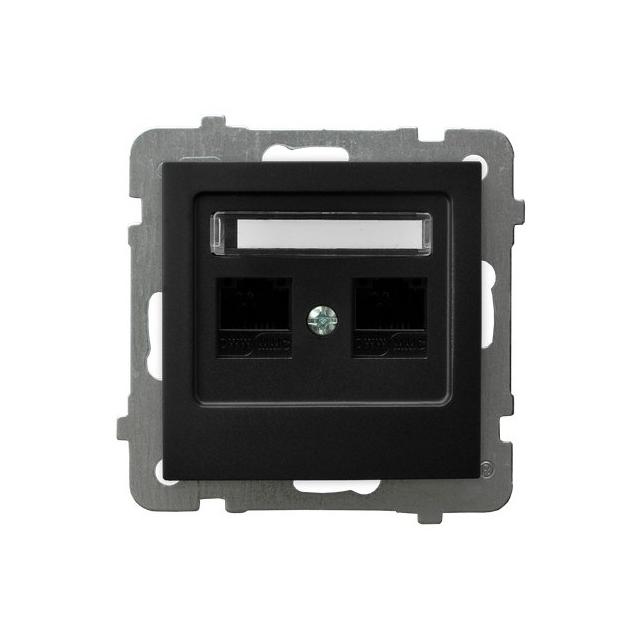 AS Gniazdo komputerowe podwójne, kat. 5e MMC - kolor czarny metalik