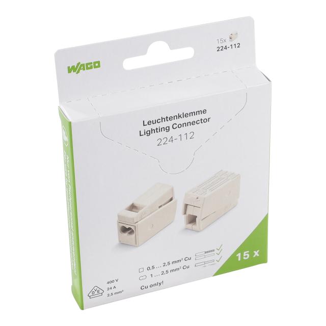 Szybkozłączka oświetleniowa 2x 1-2,5mm2 biała 224-112 /opak.15szt/ /15szt./ WAGO