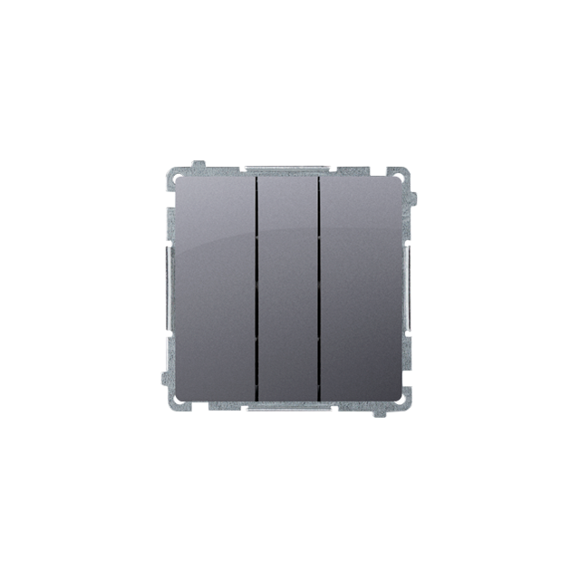 Simon Basic Przycisk potrójny z podświetleniem LED 10A 250V szybkozłączka srebrny mat BMP31L.01/43 KONTAKT