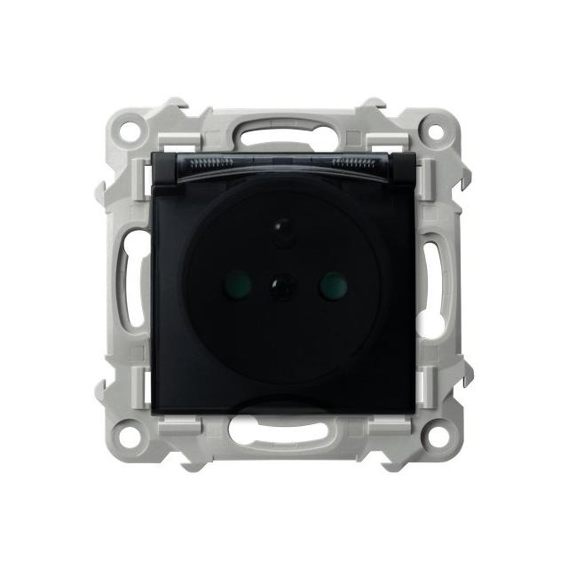 SZAFIR Gniazdo bryzgoszczelne z uziemieniem IP-44 z przesłonami torów prądowych wieczko przezroczyst