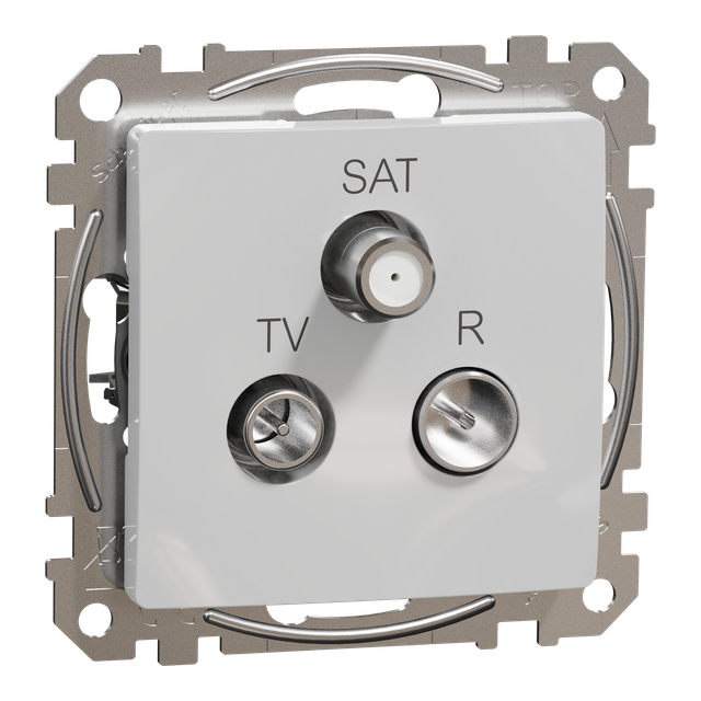 Sedna Design & Elements Gniazdo antenowe R-TV-SAT przelotowe 10dB srebrne aluminium SDD113488 Schneider