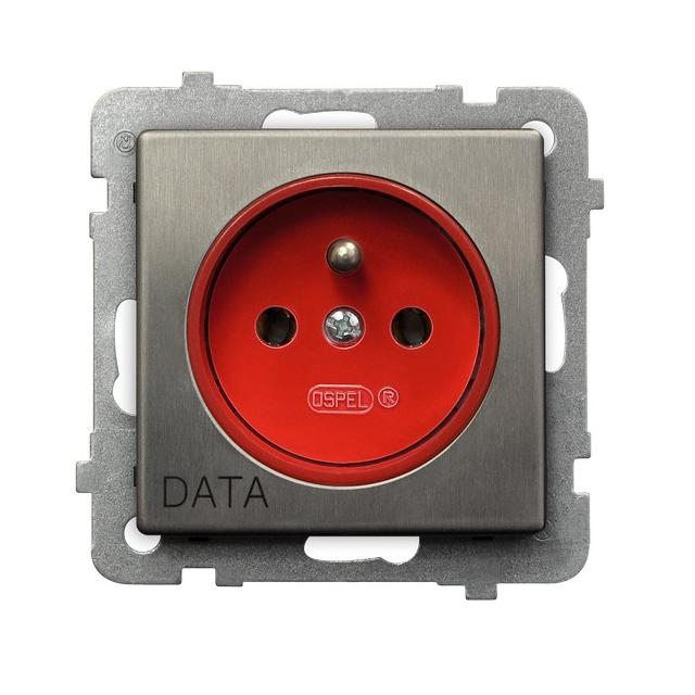 SONATA Gniazdo pojedyncze z uziemieniem DATA - kolor stal inox